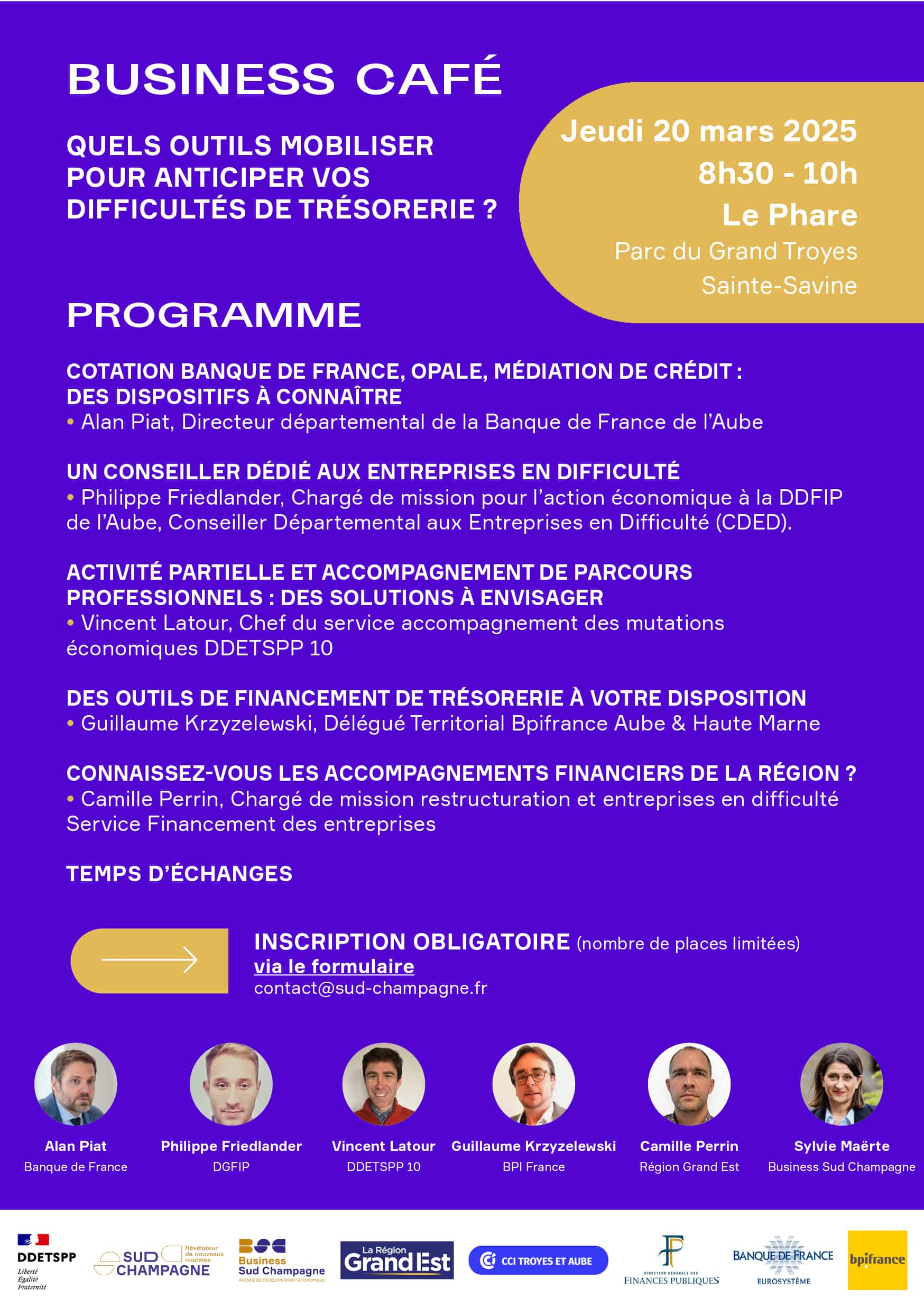 Invitation business café sur la trésorerie, 20 mars 2025.