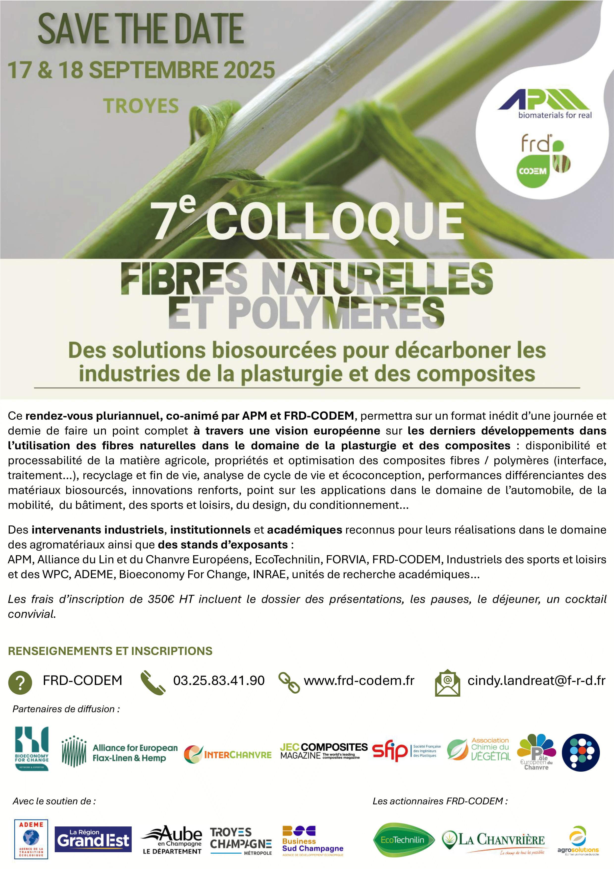 Affiche du colloque sur fibres naturelles et polymères.