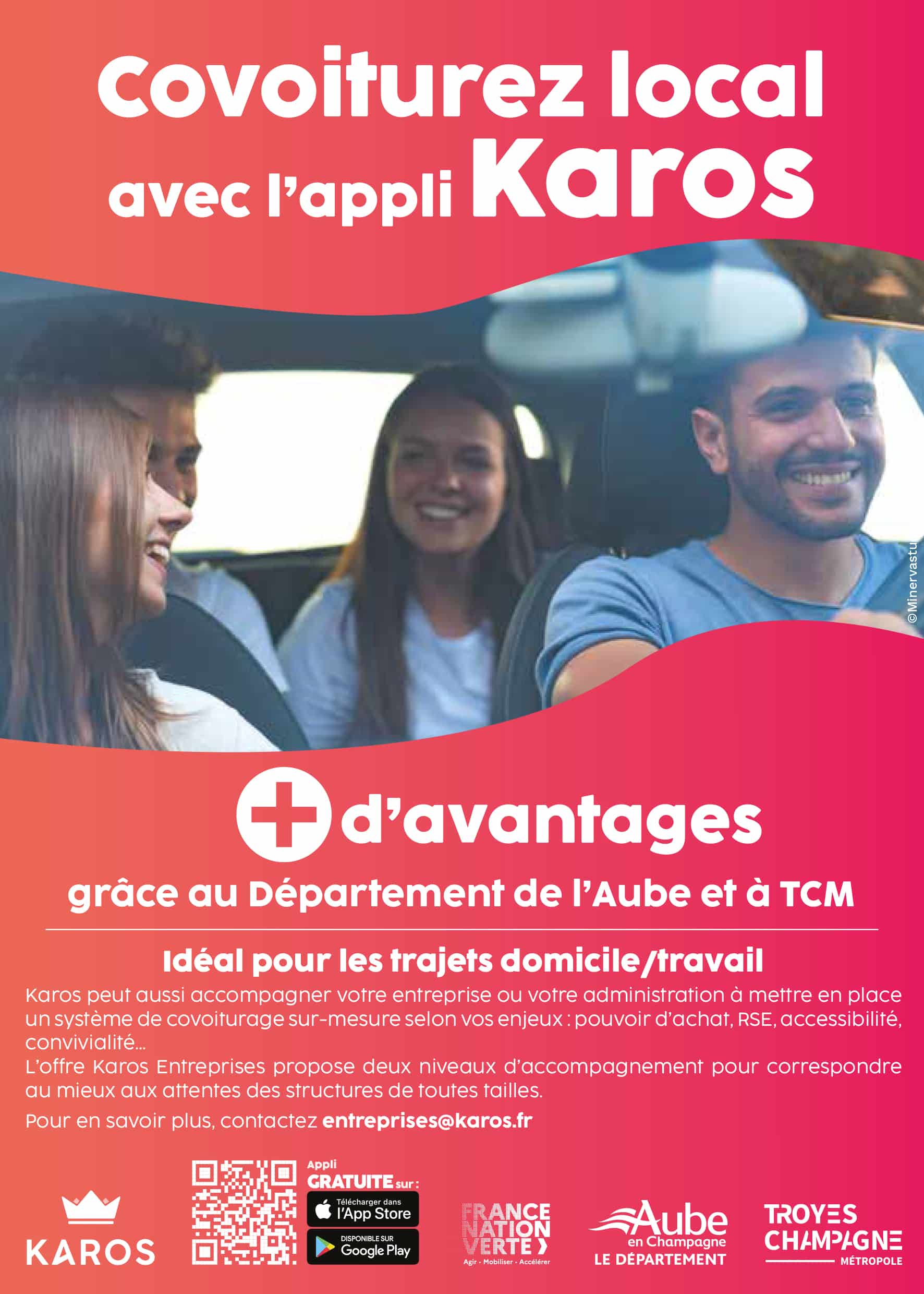 Publicité covoiturage local avec appli Karos.