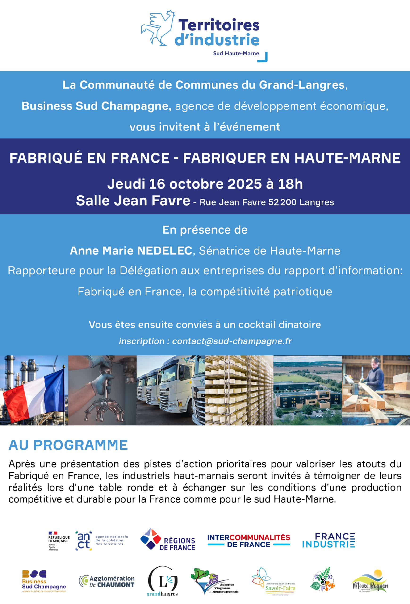 Invitation à un événement sur la fabrication en France.