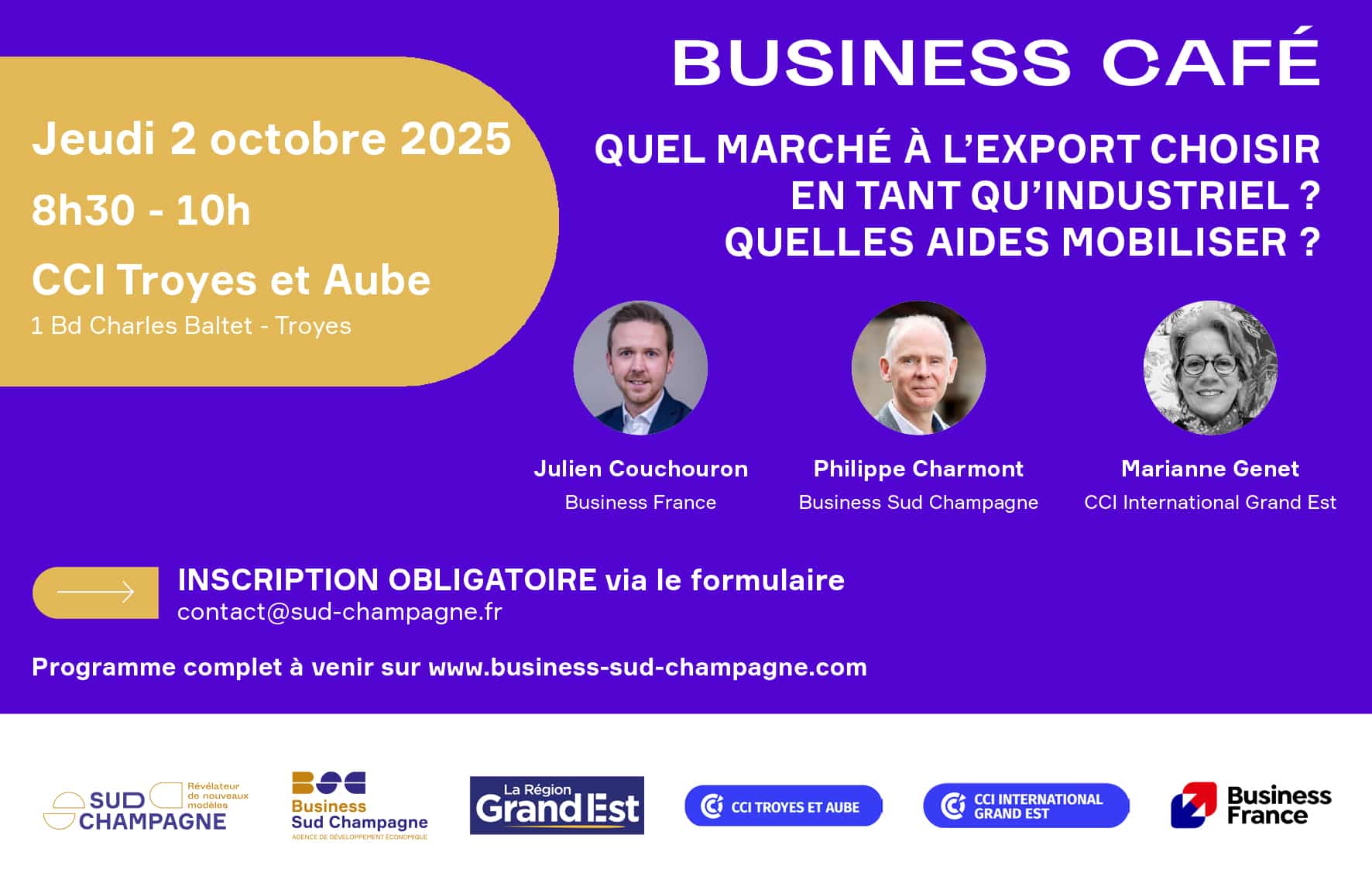Business Café sur exportation, CCI Troyes, 2 octobre 2025.