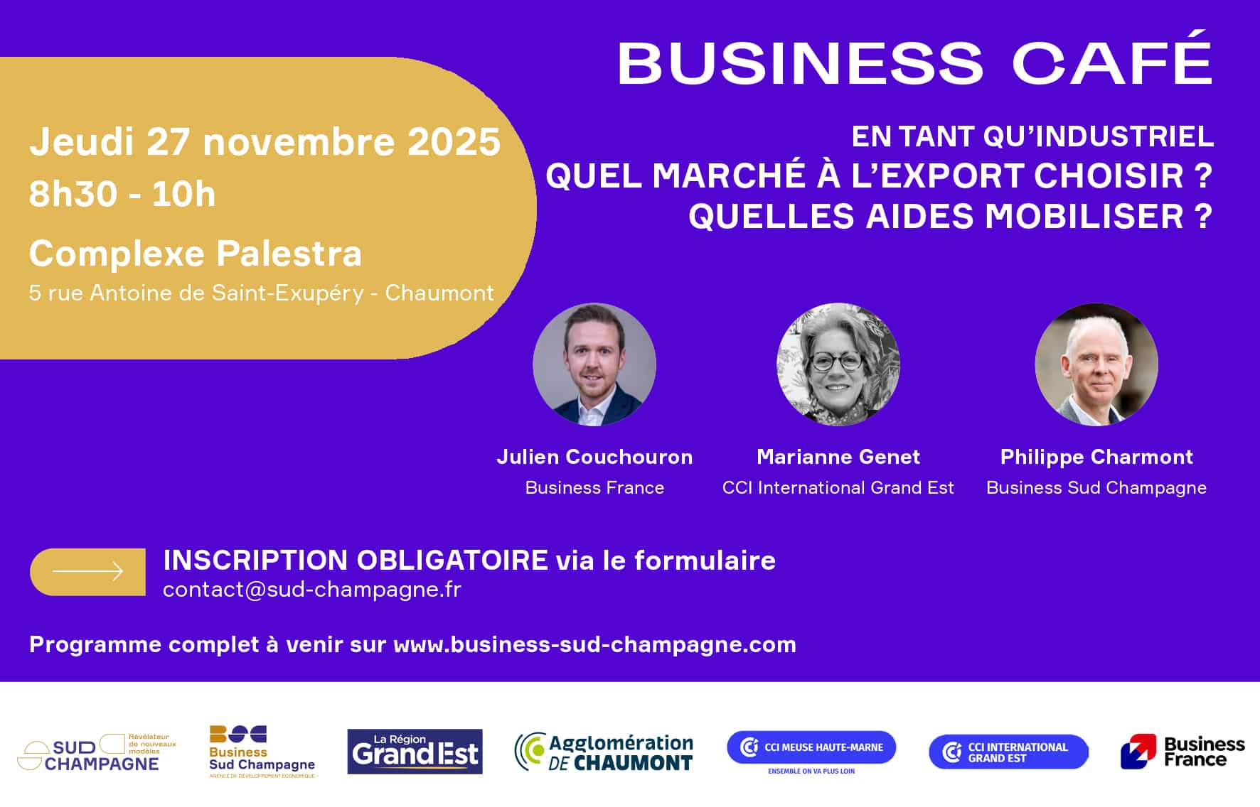 Business Café sur l'export et aides, Chaumont 2025.