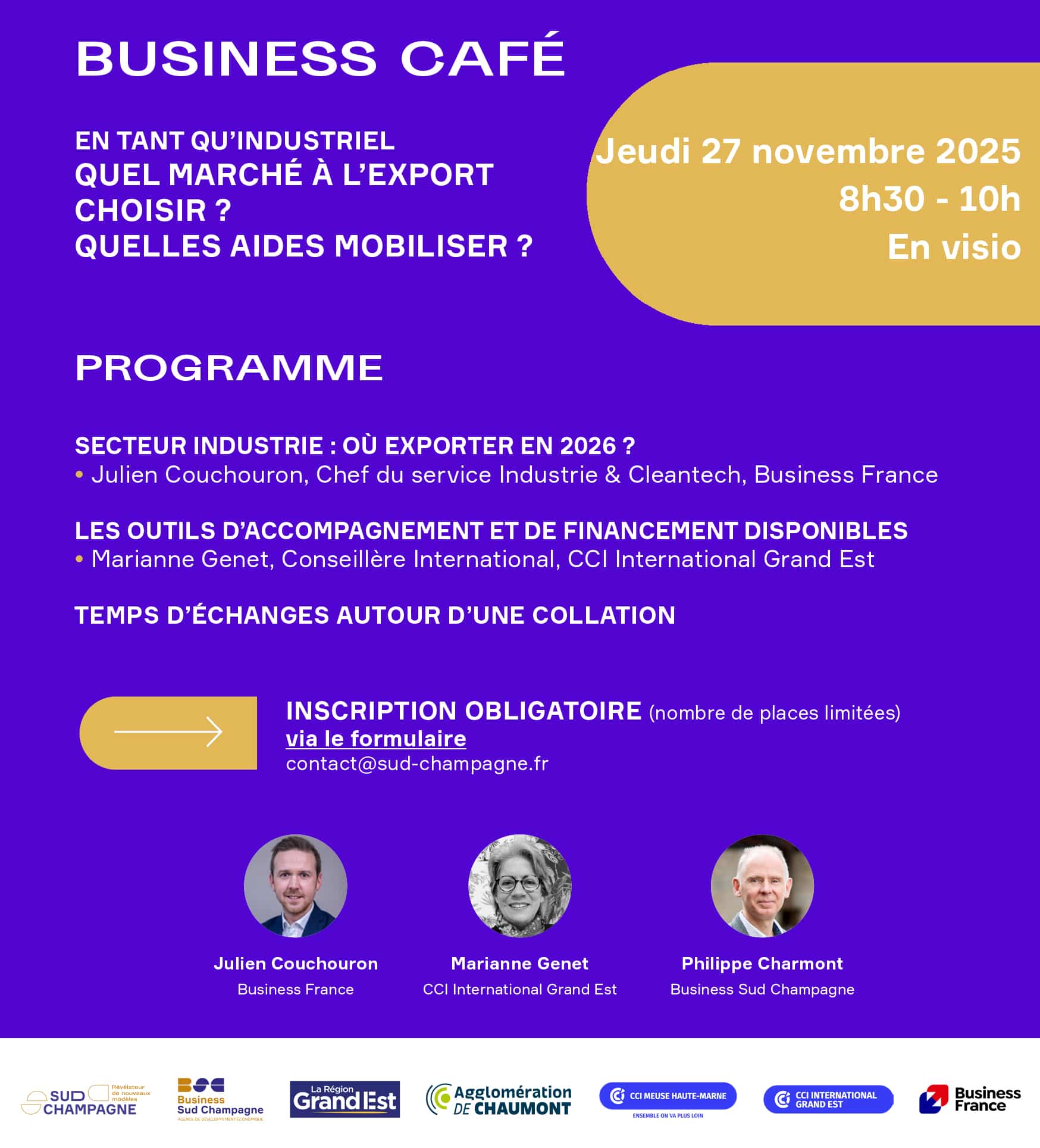 Invitation au Business Café export industries 2025.