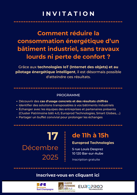 Invitation réduction consommation énergétique bâtiments industriels.