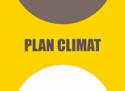 Affiche jaune avec texte Plan Climat