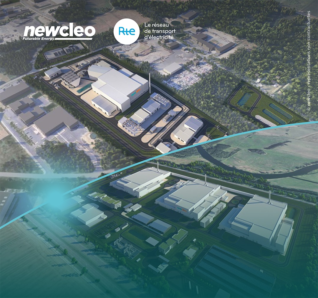 Vue aérienne d'un site industriel avec logos.